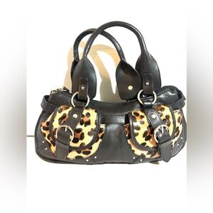 Stylish Black and Leopard Print leather Women's Bag